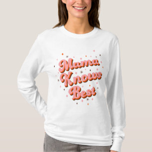 Retro Mama weiß am besten Pink Braun 70er Schriftz T-Shirt