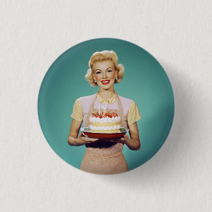 Retro-Mama zum Feiern Button
