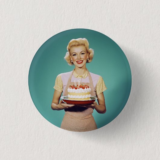 Retro-Mama zum Feiern Button (Vorderseite)