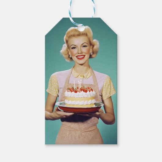 Retro-Mama zum Feiern Geschenkanhänger (Vorderseite)