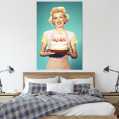 Retro-Mama zum Feiern Leinwanddruck (Insitu (Schlafzimmer))