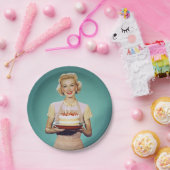 Retro-Mama zum Feiern Pappteller (Party)
