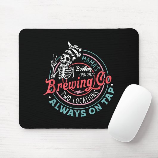 Retro Mama's Ery Brewing Co Funny Breastfeeding Sk Mousepad (Mit Mouse)