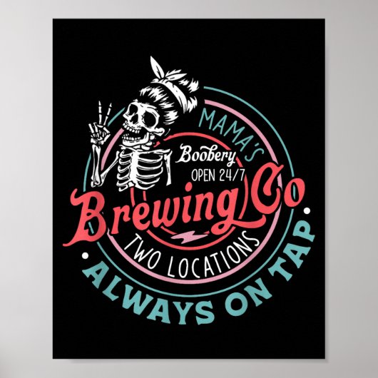 Retro Mama's Ery Brewing Co Funny Breastfeeding Sk Poster (Vorne)