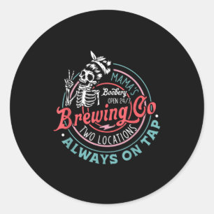 Retro Mama's Ery Brewing Co Lustige Still-Brust-Sk Runder Aufkleber