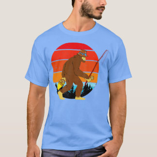 Retro Man Bigfoot Angeln im Freien Bigfoot Fischen T-Shirt