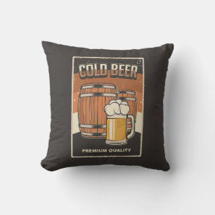 Retro Man Cave Classic Barrels Cold Beer Throw Kissen