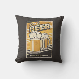 Retro Man Cave Classic - Cold Beer Throw Kissen