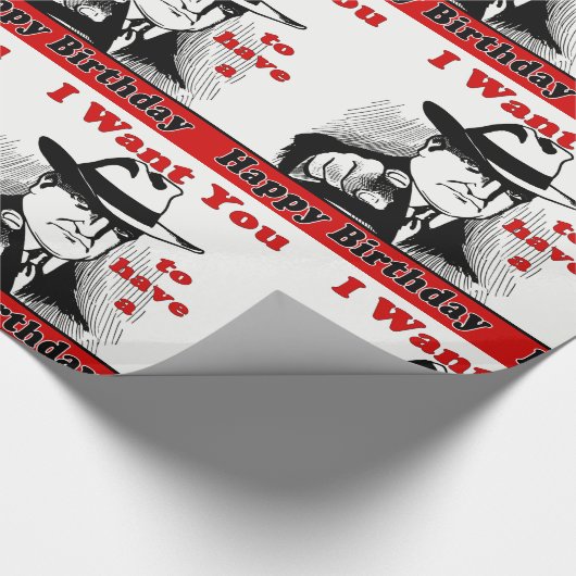 Retro Man pointing ich Woll dir glücklich Geburtst Geschenkpapier (Ecke)