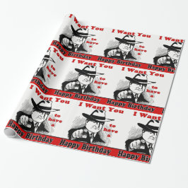 Retro Man pointing ich Woll dir glücklich Geburtst Geschenkpapier