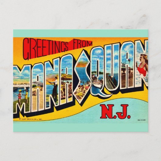 Retro Manasquan NJ Postkarte (Vorderseite)