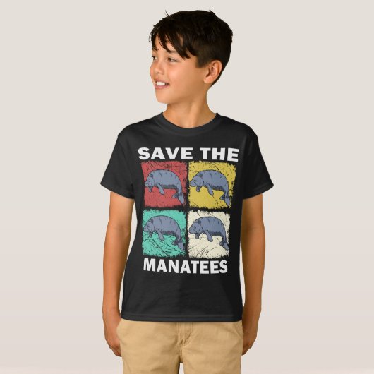 Retro Manatee Floaty Potato Rettete die Manatees T-Shirt (Vorne ganz)