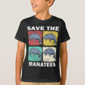 Retro Manatee Floaty Potato Rettete die Manatees T-Shirt (Vorderseite)