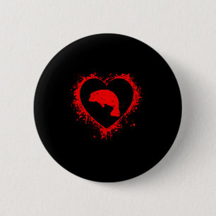 Retro Manatee Valentinstag Herzform Mein Valent Button