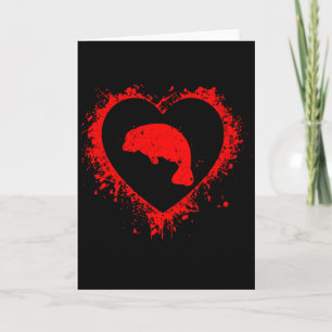 Retro Manatee Valentinstag Herzform Mein Valent Karte