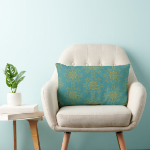 Retro Mandala Aquamarin Lumbar Kissen