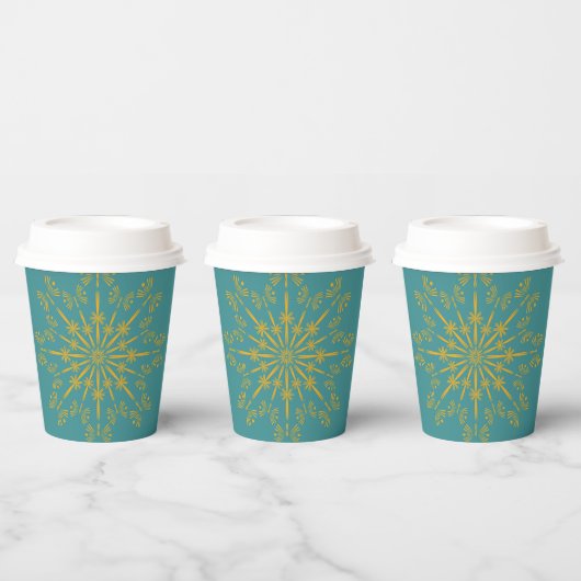 Retro Mandala Aquamarin Paper Cups Pappbecher (Multi)