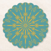 Retro Mandala Aquamarin Paper Untersetzer (Vorderseite)