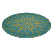 Retro Mandala Aquamarine Glasschneideplatine Schneidebrett (Ecke)