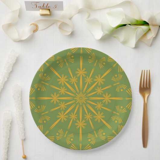 Retro Mandala Avocado 9" Teller (Hochzeit)