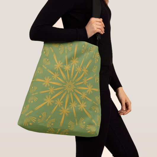 Retro Mandala Avocado Crossbody Bag (2 Größen) Tragetaschen Mit Langen Trägern (Von Nahem)