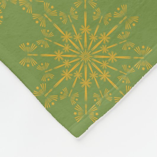 Retro Mandala Avocado Fleece Blanket (3 Größen) (Ecke)