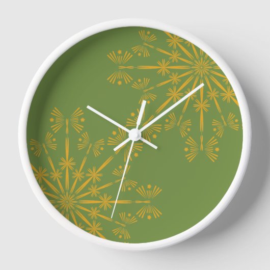 Retro Mandala Avocado Gerahmte Uhr (Vorderseite)