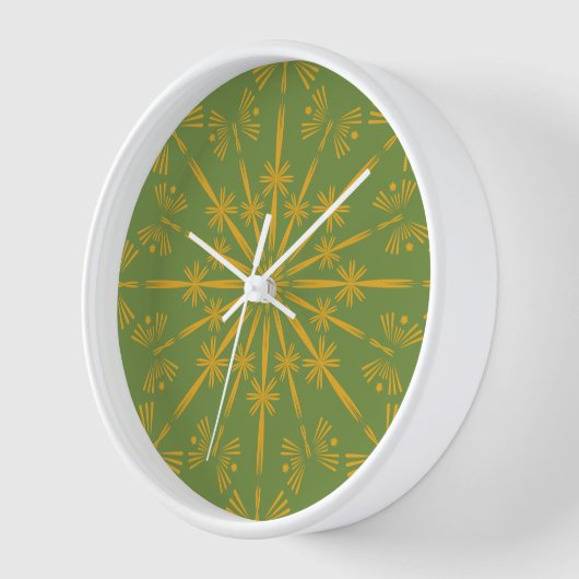 Retro Mandala Avocado Gerahmte Uhr (Winkel)