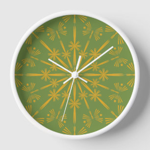 Retro Mandala Avocado Gerahmte Uhr