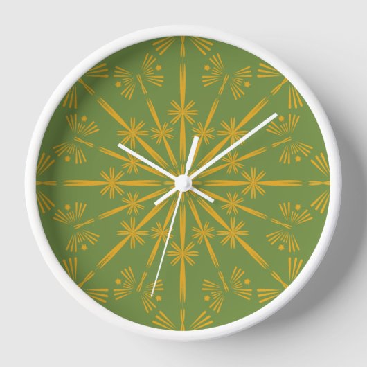 Retro Mandala Avocado Gerahmte Uhr (Vorderseite)