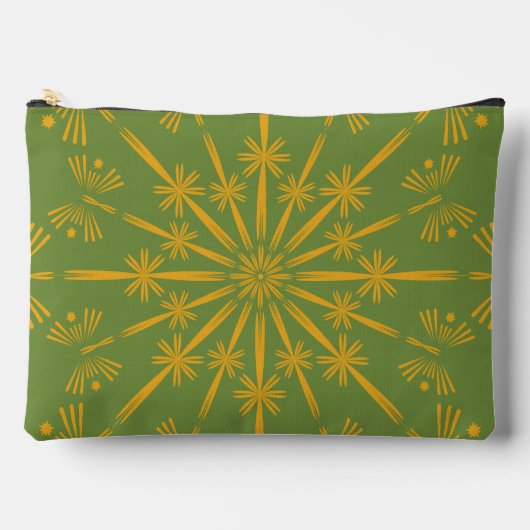 Retro Mandala Avocado Große Pouch Zubehörtasche (Vorderseite)