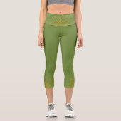Retro Mandala Avocado High Waisted Capris (Vorderseite)