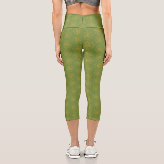 Retro Mandala Avocado High Waisted Capris (Rückseite)