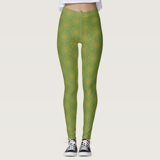Retro Mandala Avocado Leggings (Vorderseite)