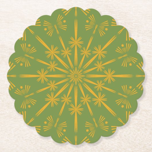 Retro Mandala Avocado Paper Untersetzer (Vorderseite)