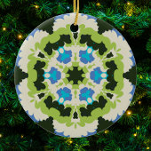 Retro Mandala Blau Grün Weiß und Schwarz Keramik Ornament