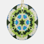 Retro Mandala Blau Grün Weiß und Schwarz Keramik Ornament (Links)