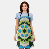 Retro Mandala Blau Grün Weiß und Schwarz Schürze (Getragen)
