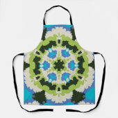 Retro Mandala Blau Grün Weiß und Schwarz Schürze (Vorderseite)
