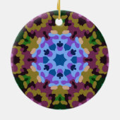 Retro Mandala Blau Lila und gelb Keramik Ornament (Hinten)
