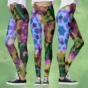 Retro Mandala Blau Lila und gelb Leggings