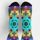 Retro Mandala Blau Lila und gelb Socken (Oben)