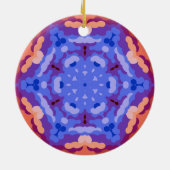 Retro Mandala Blau Lila und rot Keramik Ornament (Hinten)