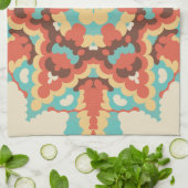 Retro Mandala Blau Rot und Gelb Geschirrtuch (Gefaltet)