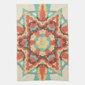 Retro Mandala Blau Rot und Gelb Geschirrtuch (Vertikal)