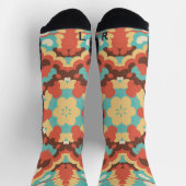 Retro Mandala Blau Rot und Gelb Socken (Oben)