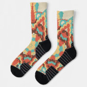 Retro Mandala Blau Rot und Gelb Socken (Links)