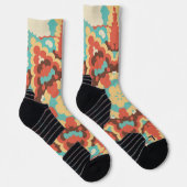 Retro Mandala Blau Rot und Gelb Socken (Rechts)