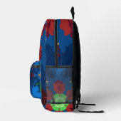 Retro Mandala Blau Rot und Grün Bedruckter Rucksack (Rechts)