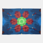 Retro Mandala Blau Rot und Grün Geschirrtuch (Horizontal)
